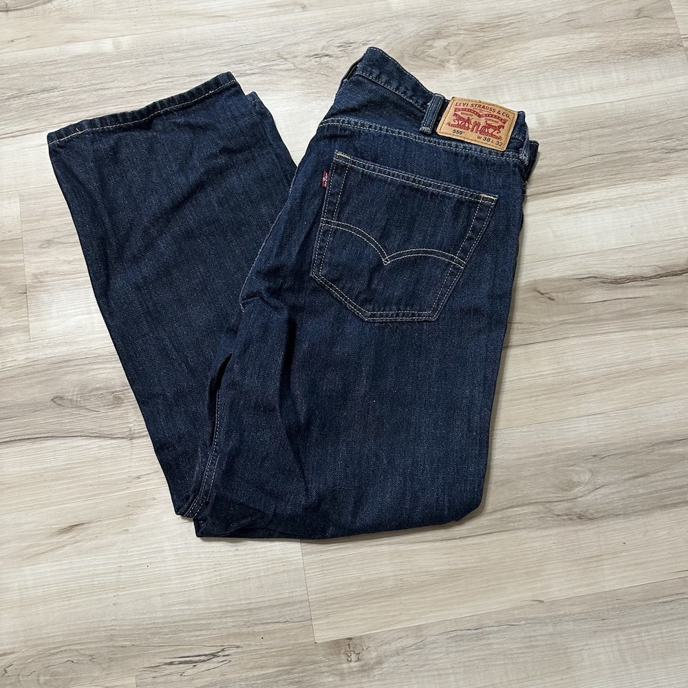 Levis 559 Men's Jeans 38x32 Blue‎ Denim Relaxed Straight Leg Dark Wash Pants